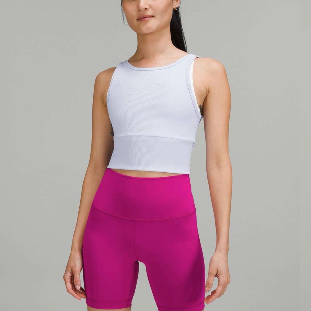 Lululemon Power Pivot Ribbed Tank Top Sz 10 In Pastel Blue